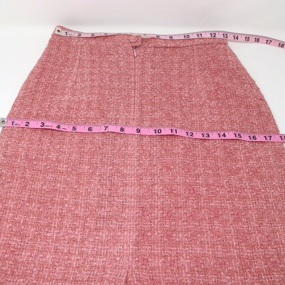 Ecaille Paris Designer Pink Fox Fur Trim Tweed Blazer Skirt Set - Picture 10 of 10